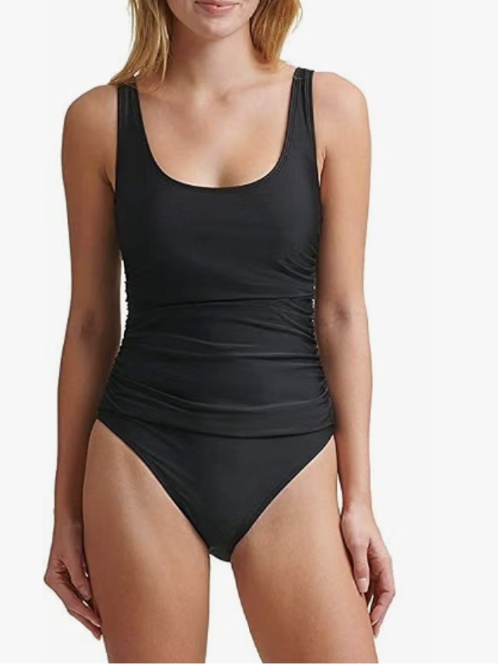 NWT DKNY Shirred Tummy Control One Piece Swimsuit